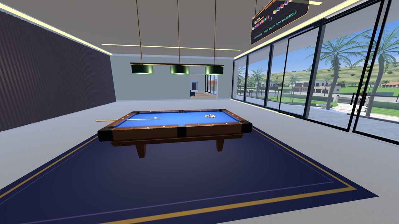 The pool table and the view from the games room